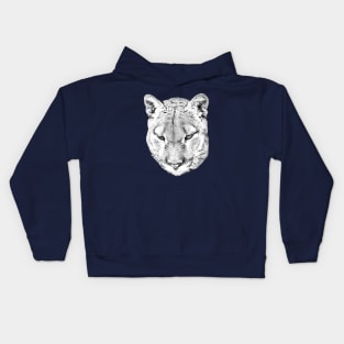 Cougar head converted to a drawing Kids Hoodie